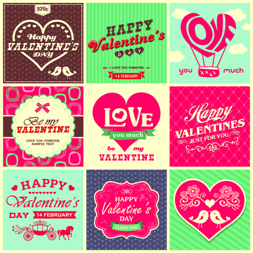 Valentine Day ornament and labels vector set 03