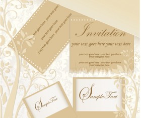 Floral elegant invitation cards vector set 01