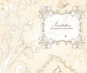 Floral elegant invitation cards vector set 03