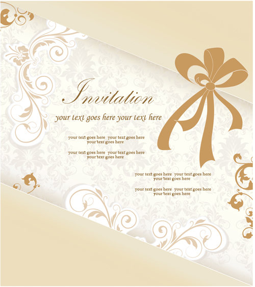 Floral elegant invitation cards vector set 04