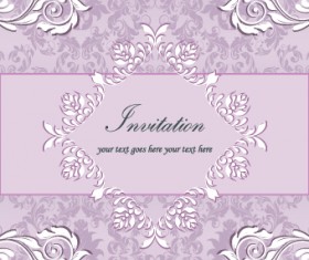 Floral retor Invitations background vector 01