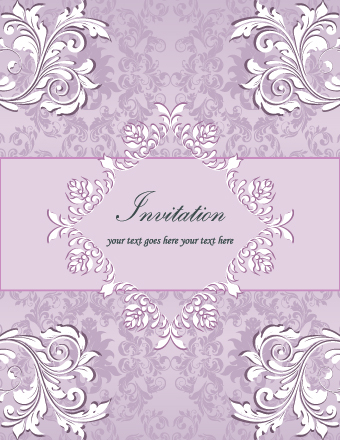 Floral retor Invitations background vector 01