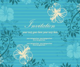 Floral retor Invitations background vector 02