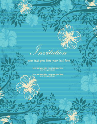 Floral retor Invitations background vector 02