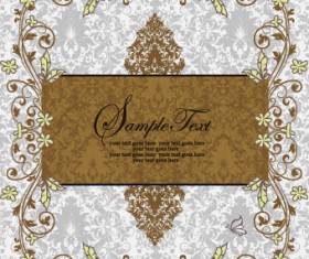 Floral retor Invitations background vector 03