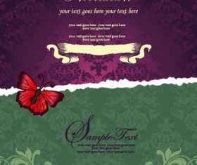 Floral retor Invitations background vector 04
