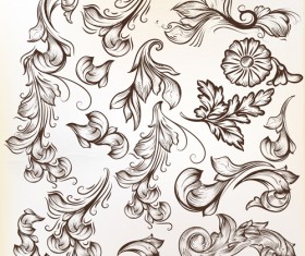 Floral swirl ornament design vector 01