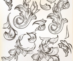 Floral swirl ornament design vector 02