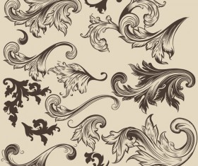 Floral swirl ornament design vector 04