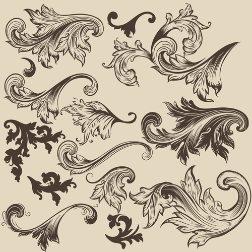 Download Floral swirl ornament design vector 04 free download