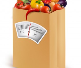 Fresh vegetables and shopping bag vector 01
