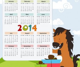 Funny horse 2014 calendar vector