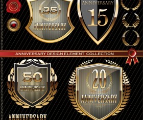 Glass texture anniversary labels design vector 01