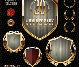 Glass texture anniversary labels design vector 02
