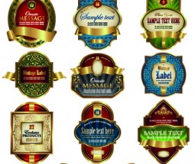 Luxury gold labels vector graphics set 01