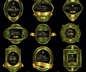 Luxury gold labels vector graphics set 02