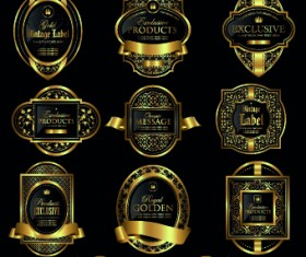 Luxury gold labels vector graphics set 03