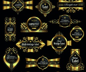 Luxury gold labels vector graphics set 04