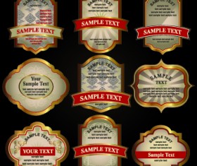 Luxury gold labels vector graphics set 05