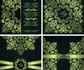 Golden floral vintage vector background set 02