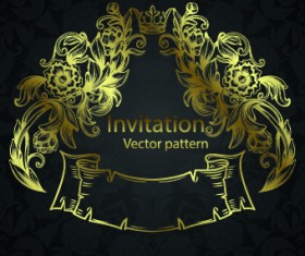 Golden patterns frame vintage background 03