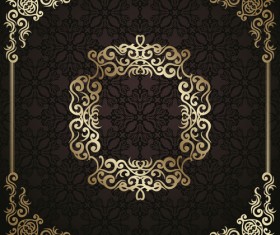 Golden vintage frame vector background 04