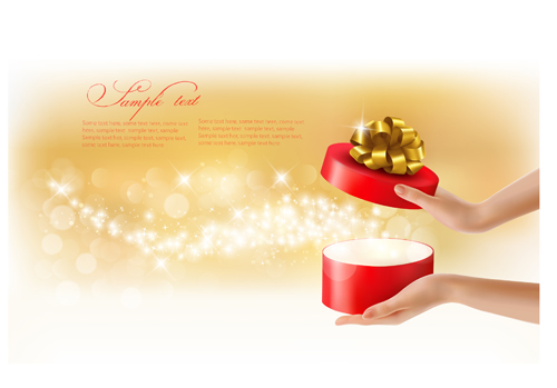 Hands with ribbon gift background vector