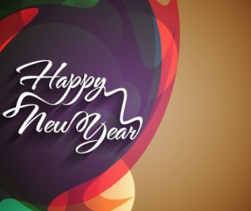 Happy New Year text with holiday background vector 01