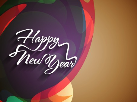 Happy New Year text with holiday background vector 01