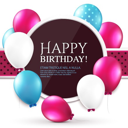 Elegant Happy Birthday balloon background vector 02