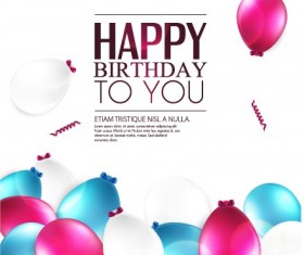 Elegant Happy Birthday balloon background vector 03