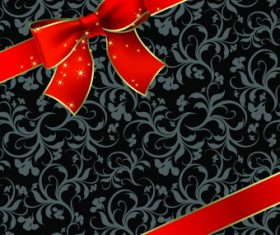 Beautiful bow holiday cards vector set 05