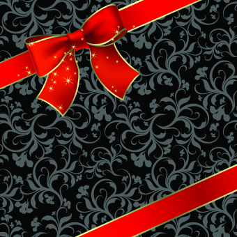 Beautiful bow holiday cards vector set 05
