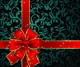 Beautiful bow holiday cards vector set 06