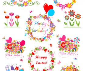 Holiday floral objects vector design