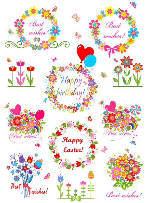 Holiday floral objects vector design