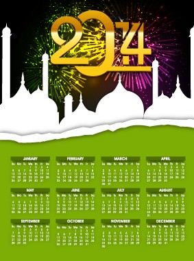 Islam style 2014 calendar vector