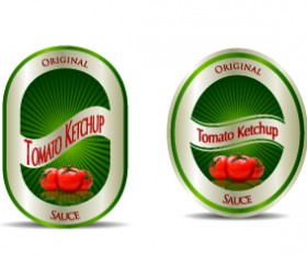 Ketchup label stickers creative vector 01