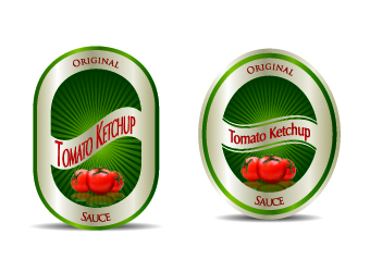 Ketchup label stickers creative vector 01