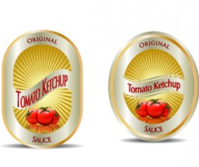 Ketchup label stickers creative vector 04