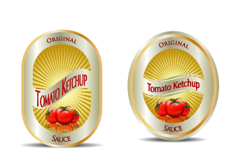 Ketchup label stickers creative vector 04