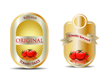 Ketchup label stickers creative vector 05