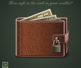 Leather wallet design vector 01