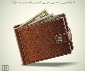 Leather wallet design vector 02
