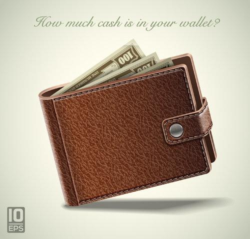 Leather wallet design vector 02