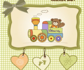 Lovely baby cards vector set 02