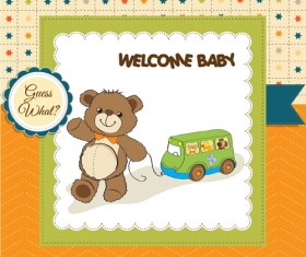 Lovely baby cards vector set 04