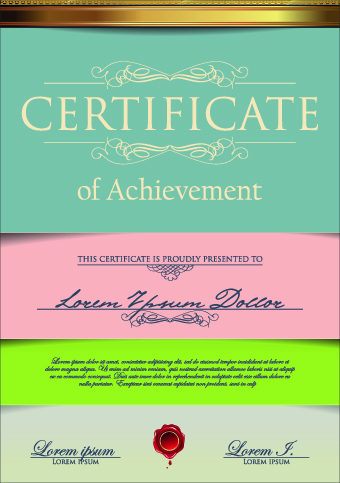 Classic color certificate design vector 02