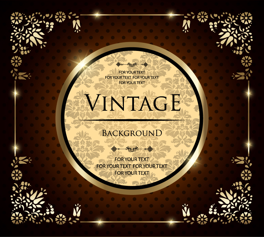 Luxury golden vintage vector background set 01