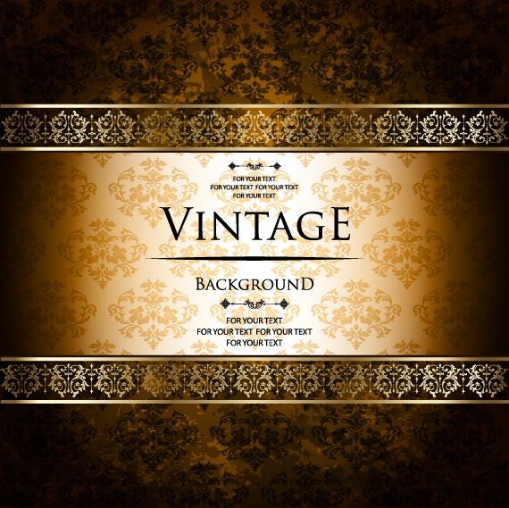 Luxury golden vintage vector background set 04